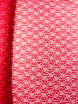Floral Stretch Lace Nylon Fabric - Floral Pattern, 58" Width (1 Yard)