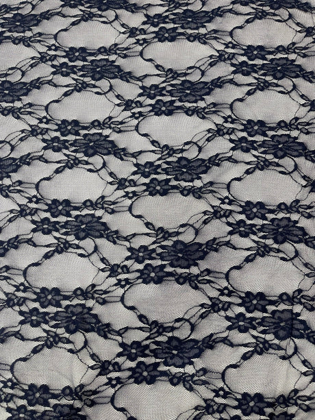 Floral Stretch Lace Nylon Fabric - Floral Pattern, 58" Width (1 Yard)