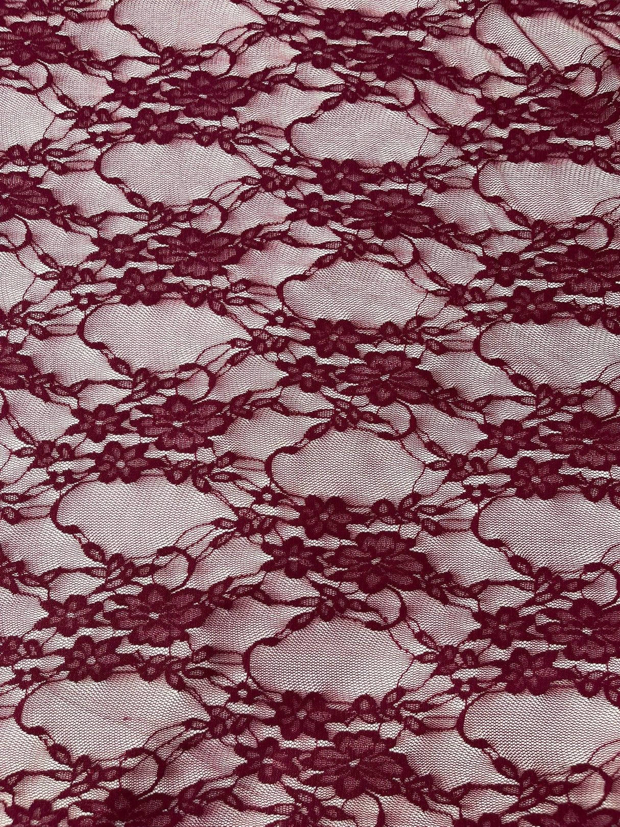 Floral Stretch Lace Nylon Fabric - Floral Pattern, 58" Width (1 Yard)