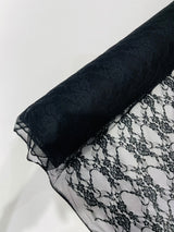 Floral Stretch Lace Nylon Fabric - Floral Pattern, 58" Width (1 Yard)