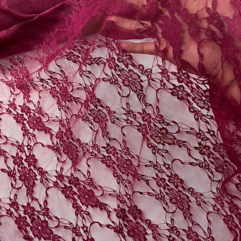 Floral Stretch Lace Nylon Fabric - Floral Pattern, 58" Width (1 Yard)