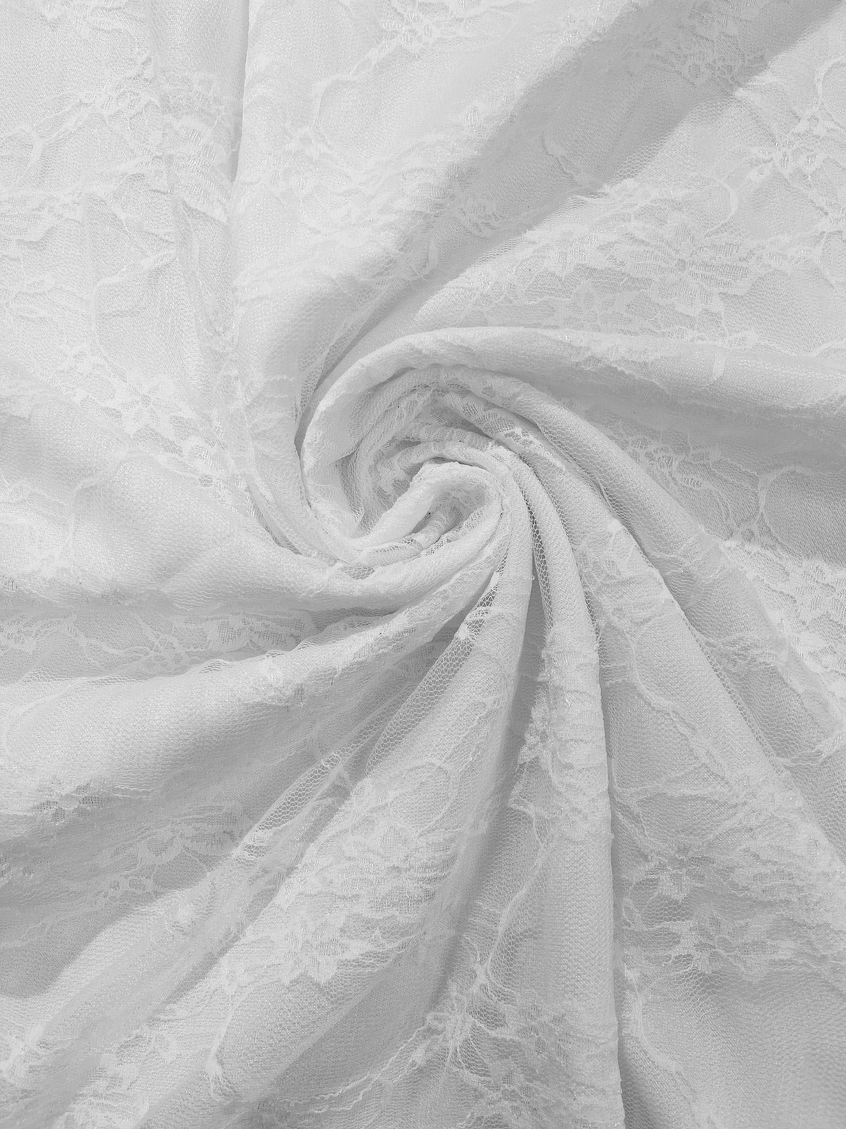 Floral Stretch Lace Nylon Fabric - Floral Pattern, 58" Width (1 Yard)