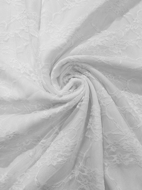 Floral Stretch Lace Nylon Fabric - Floral Pattern, 58" Width (1 Yard)