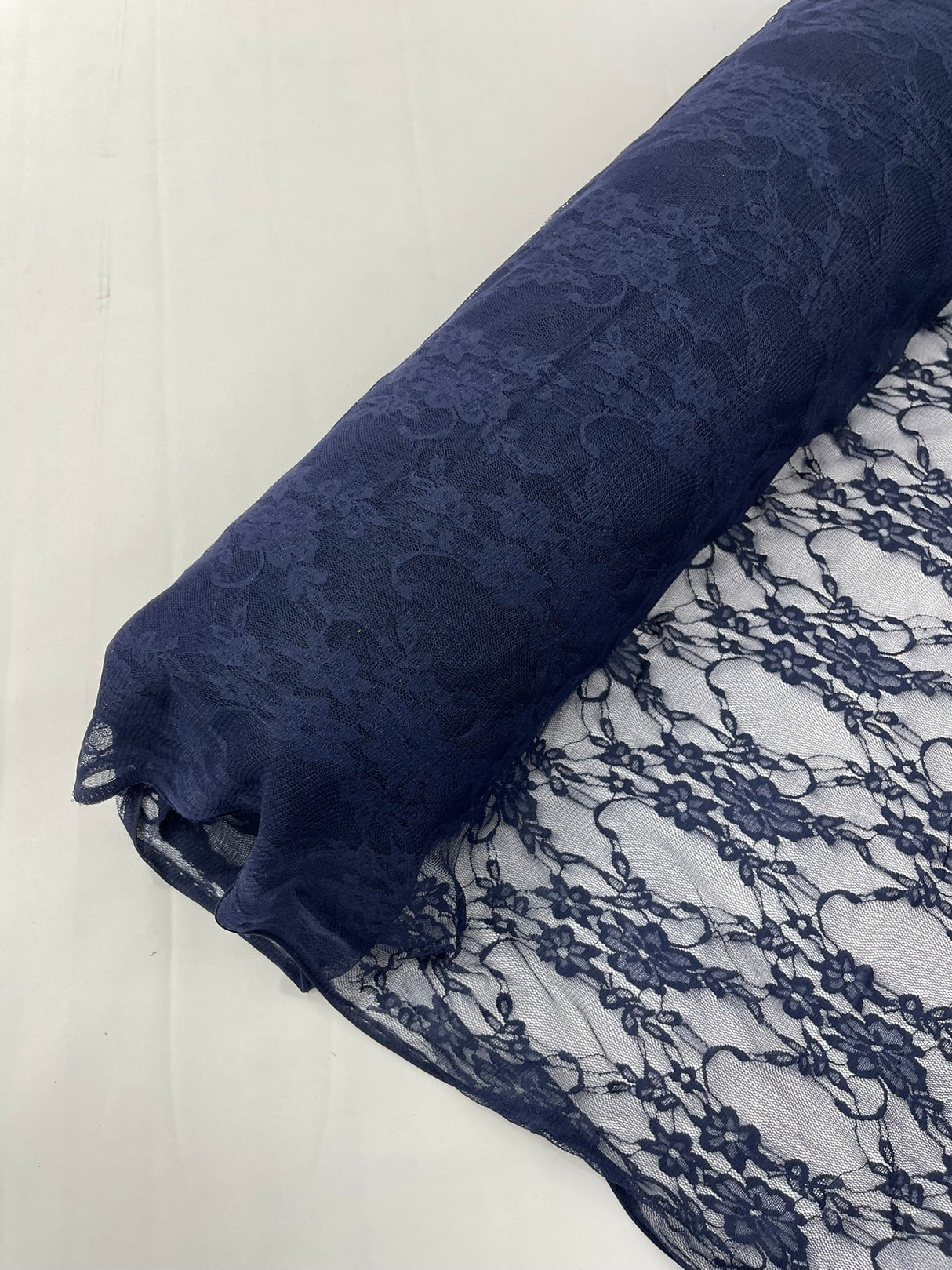 Floral Stretch Lace Nylon Fabric - Floral Pattern, 58" Width (1 Yard)