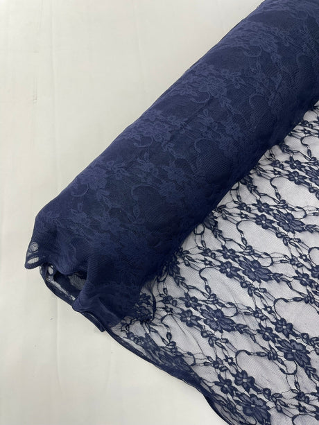 Floral Stretch Lace Nylon Fabric - Floral Pattern, 58" Width (1 Yard)
