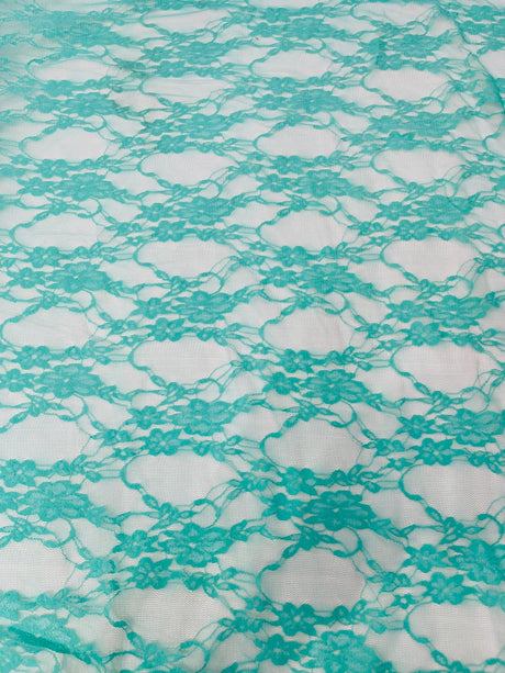 Floral Stretch Lace Nylon Fabric - Floral Pattern, 58" Width (1 Yard)