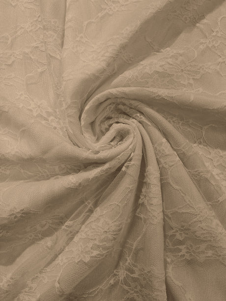 Floral Stretch Lace Nylon Fabric - Floral Pattern, 58" Width (1 Yard)