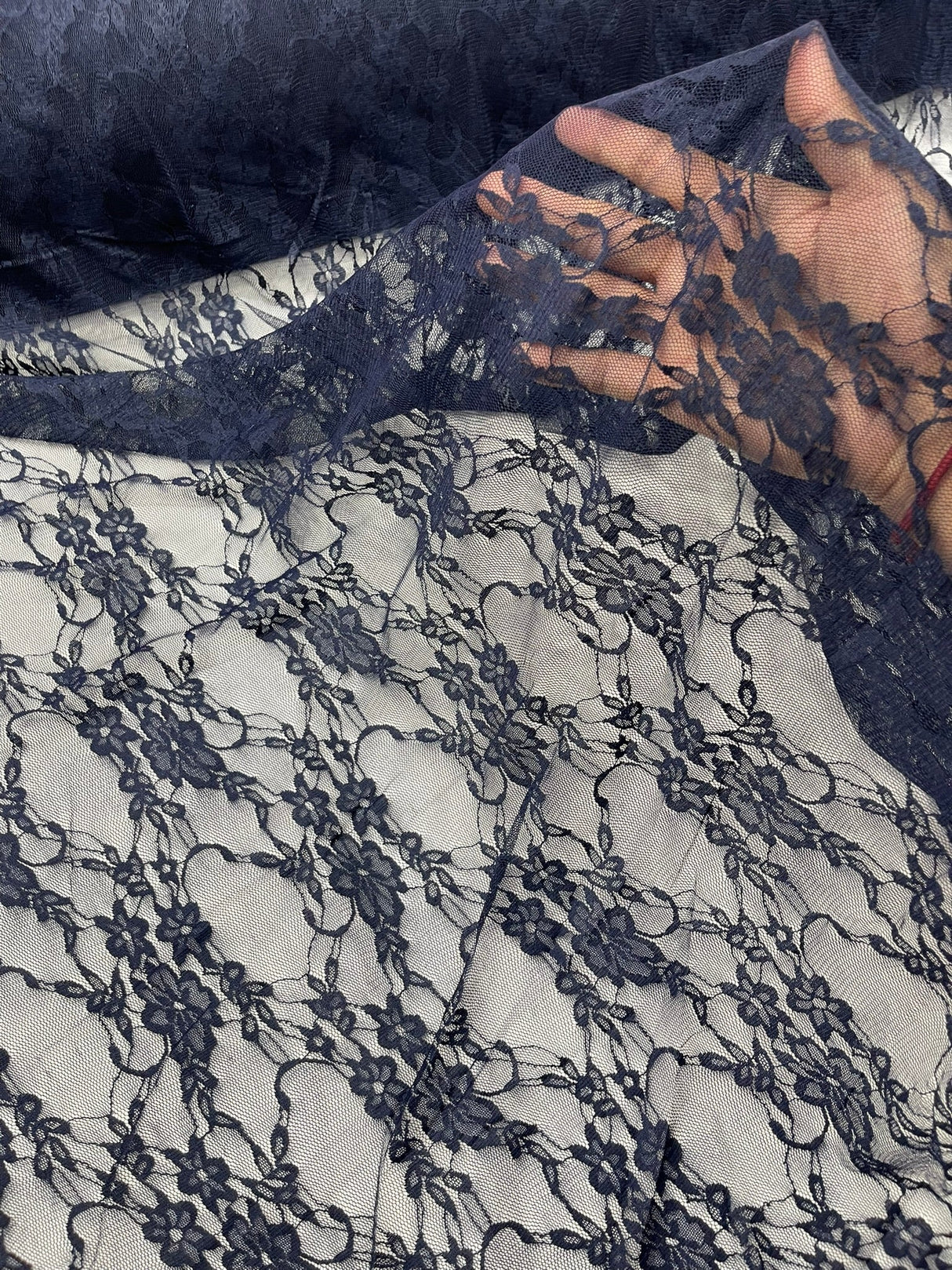 Floral Stretch Lace Nylon Fabric - Floral Pattern, 58" Width (1 Yard)