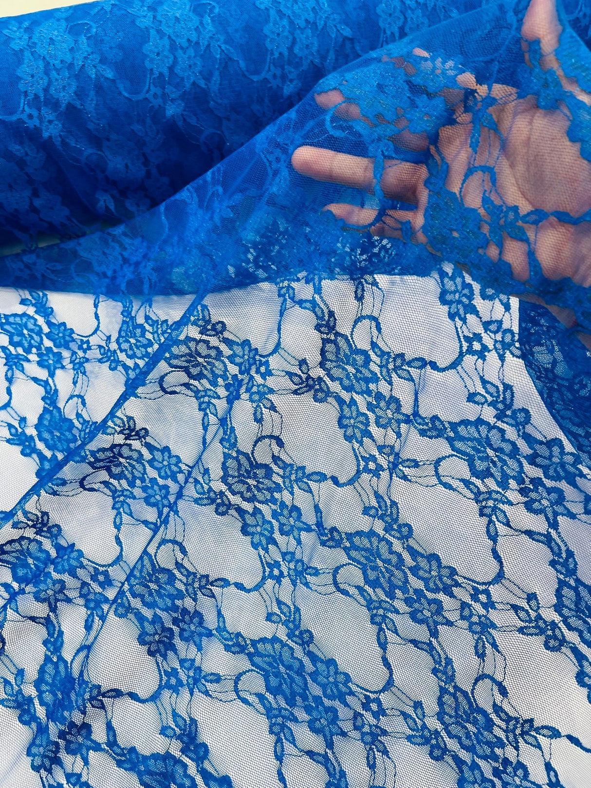 Floral Stretch Lace Nylon Fabric - Floral Pattern, 58" Width (1 Yard)