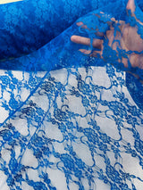 Floral Stretch Lace Nylon Fabric - Floral Pattern, 58" Width (1 Yard)