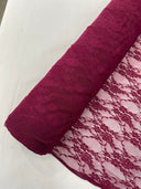 Floral Stretch Lace Nylon Fabric - Floral Pattern, 58" Width (1 Yard)