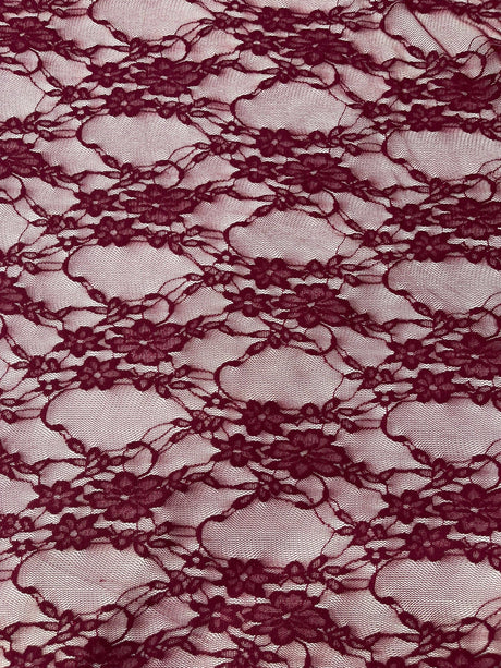 Floral Stretch Lace Nylon Fabric - Floral Pattern, 58" Width (1 Yard)
