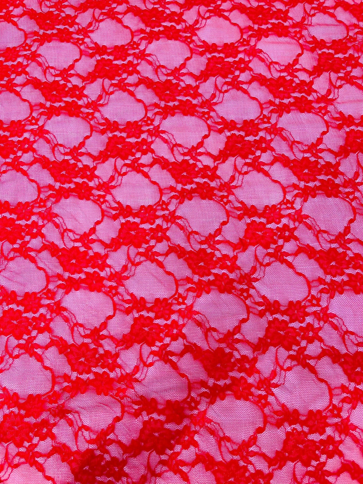 Floral Stretch Lace Nylon Fabric - Floral Pattern, 58" Width (1 Yard)