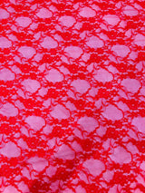 Floral Stretch Lace Nylon Fabric - Floral Pattern, 58" Width (1 Yard)
