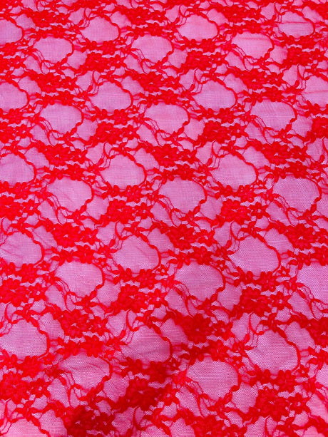 Floral Stretch Lace Nylon Fabric - Floral Pattern, 58" Width (1 Yard)