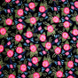 Swim Knit Floral Spray on Black Nylon Lycra