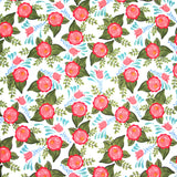 Swim Knit Floral Spray on White Nylon Lycra
