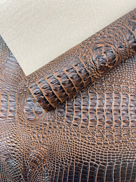 Florida Gator 3D Embossed Vinyl Fabric - 3D Crocodile Texture, 54" Width (1 Yard)
