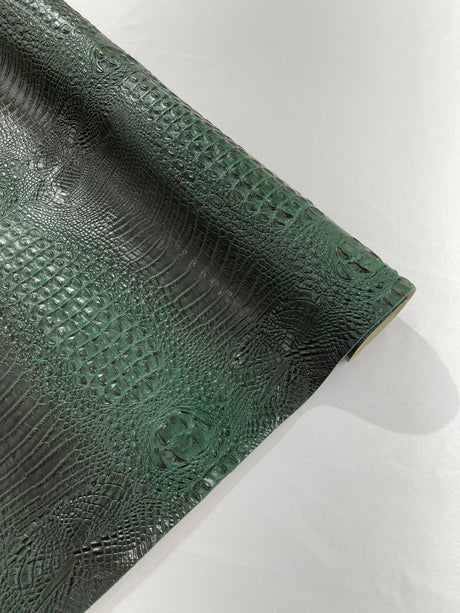 Florida Vegan Faux Crocodile 3D Two Tone Vinyl Fabric - 54" Width, Textured Crocodile Embossed, Two Tone Finish (1 Yard)