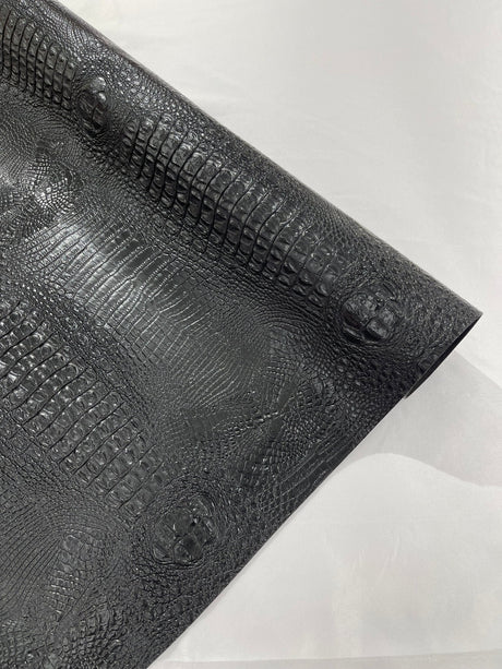Florida Vegan Faux Crocodile 3D Two Tone Vinyl Fabric - 54" Width, Textured Crocodile Embossed, Two Tone Finish (1 Yard)