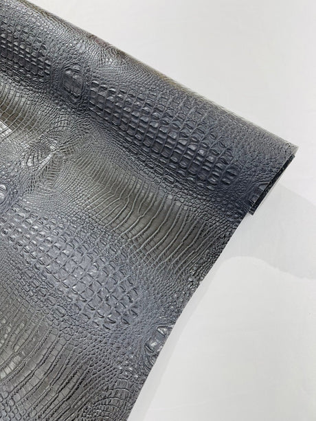 Florida Vegan Faux Crocodile 3D Two Tone Vinyl Fabric - 54" Width, Textured Crocodile Embossed, Two Tone Finish (1 Yard)