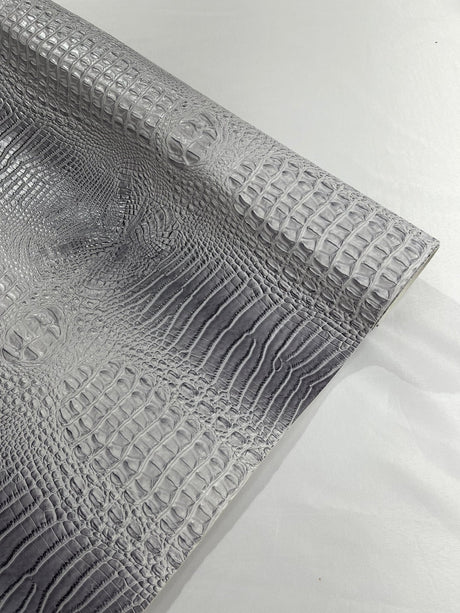 Florida Vegan Faux Crocodile 3D Two Tone Vinyl Fabric - 54" Width, Textured Crocodile Embossed, Two Tone Finish (1 Yard)