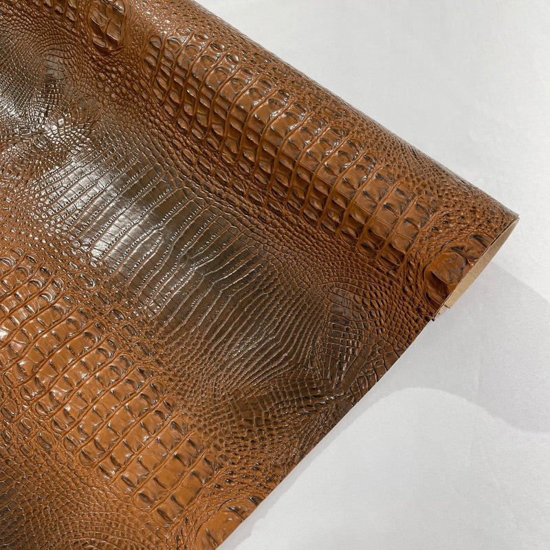 Florida Vegan Faux Crocodile 3D Two Tone Vinyl Fabric - 54" Width, Textured Crocodile Embossed, Two Tone Finish (1 Yard)