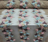 3D Floral Beaded Lace Beige Blue Pink