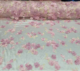 3D Floral Lace on Mesh Pink and Blush