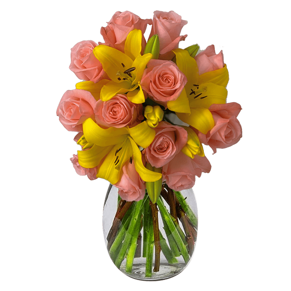 Fresh Rose & Lily Flower Bouquet Elegant Gift Arrangement