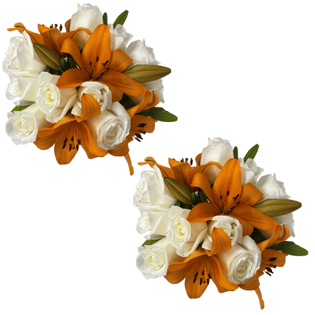 Classic Rose & Lily Fresh Flower Bouquet Elegant Gift Arrangement