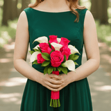 Dark Pink Roses White Calla Lilies Bridesmaids Bouquets 3 Sets Fresh Flowers 26 Stems Each