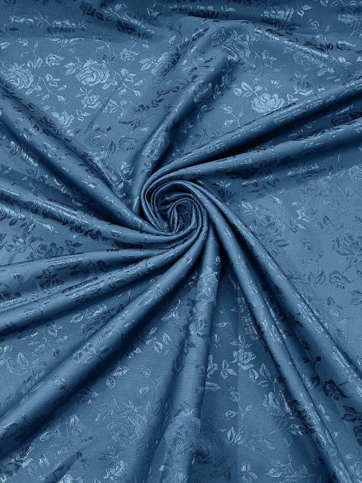 Flower Rose Jacquard Satin Fabric - Floral Brocade, 58" Width (1 Yard)