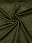 Flower Rose Jacquard Satin Fabric - Floral Brocade, 58" Width (1 Yard)