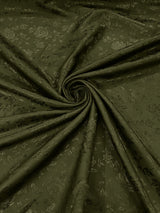 Flower Rose Jacquard Satin Fabric - Floral Brocade, 58" Width (1 Yard)