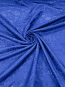 Flower Rose Jacquard Satin Fabric - Floral Brocade, 58" Width (1 Yard)