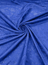 Flower Rose Jacquard Satin Fabric - Floral Brocade, 58" Width (1 Yard)