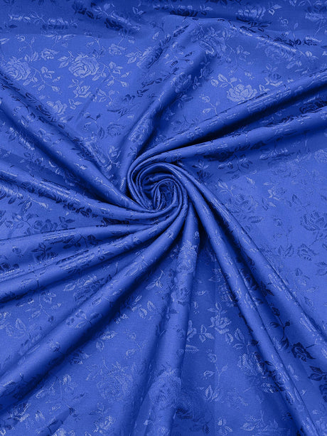 Flower Rose Jacquard Satin Fabric - Floral Brocade, 58" Width (1 Yard)