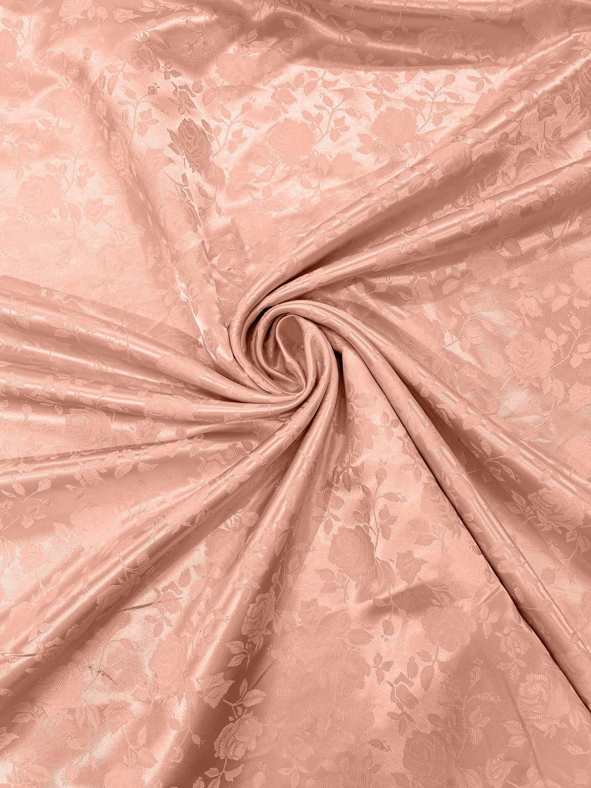 Flower Rose Jacquard Satin Fabric - Floral Brocade, 58" Width (1 Yard)