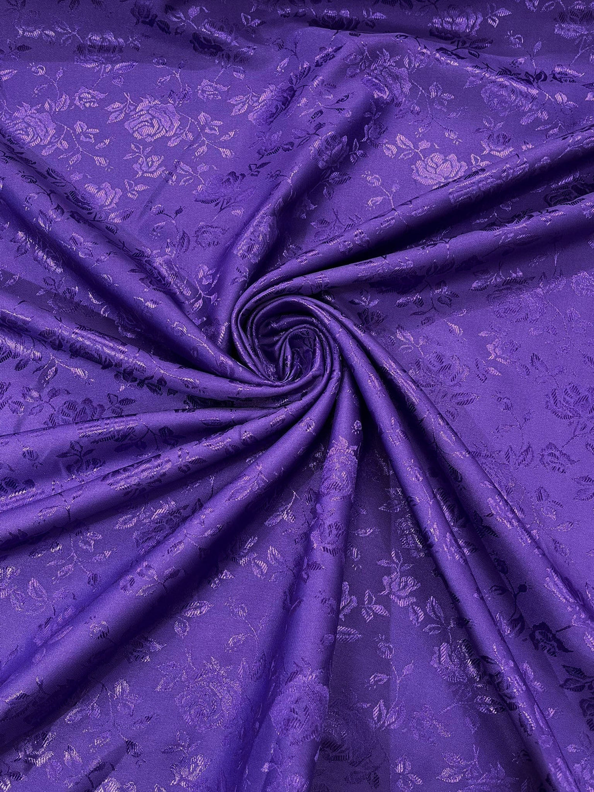 Flower Rose Jacquard Satin Fabric - Floral Brocade, 58" Width (1 Yard)