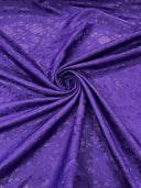 Flower Rose Jacquard Satin Fabric - Floral Brocade, 58" Width (1 Yard)