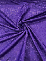 Flower Rose Jacquard Satin Fabric - Floral Brocade, 58" Width (1 Yard)