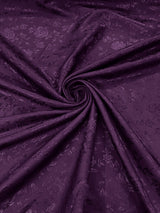 Flower Rose Jacquard Satin Fabric - Floral Brocade, 58" Width (1 Yard)