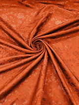 Flower Rose Jacquard Satin Fabric - Floral Brocade, 58" Width (1 Yard)
