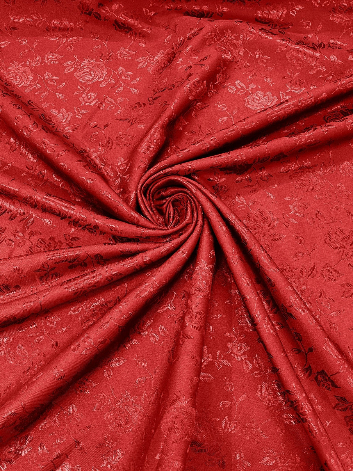 Flower Rose Jacquard Satin Fabric - Floral Brocade, 58" Width (1 Yard)