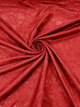 Flower Rose Jacquard Satin Fabric - Floral Brocade, 58" Width (1 Yard)