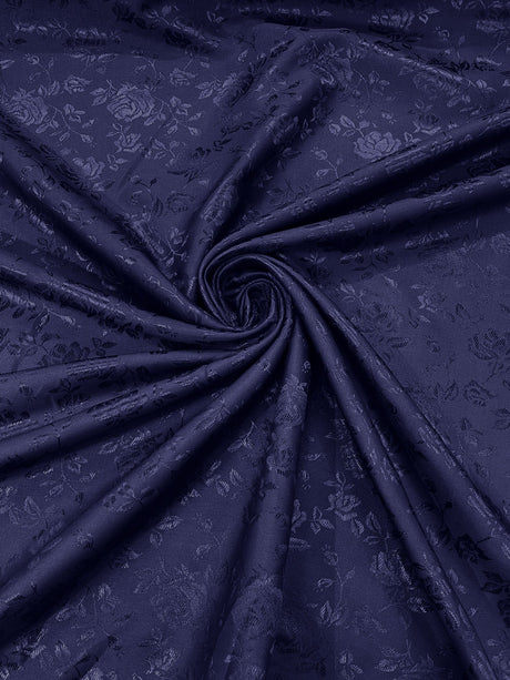 Flower Rose Jacquard Satin Fabric - Floral Brocade, 58" Width (1 Yard)