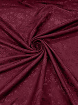 Flower Rose Jacquard Satin Fabric - Floral Brocade, 58" Width (1 Yard)