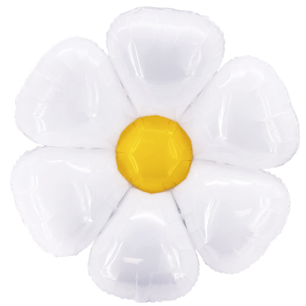 Flower Shape Plastic Balloon - White and Yellow