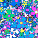 Printed Spandex Flower Stars Floral Star Pattern
